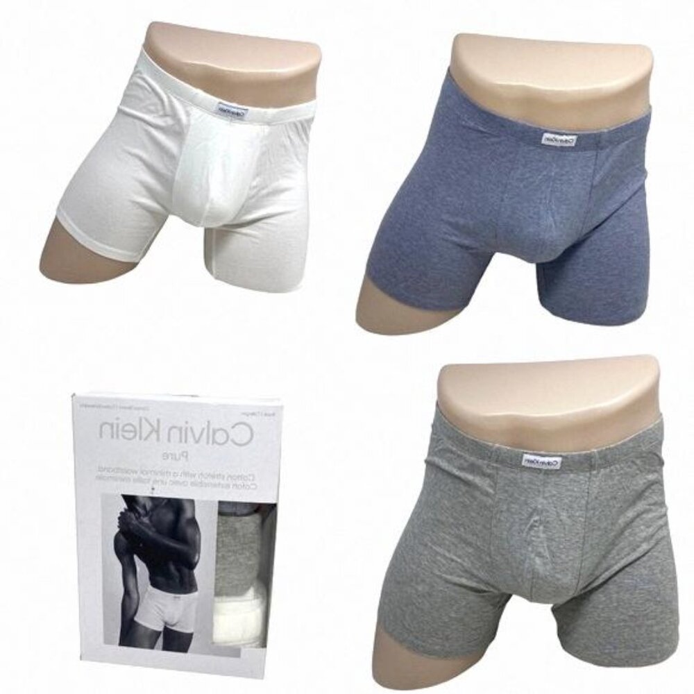 Calvin Klein Men Size Underwear 3 Pack Cotton Stretch NB3263904 Gray Brief Boxer